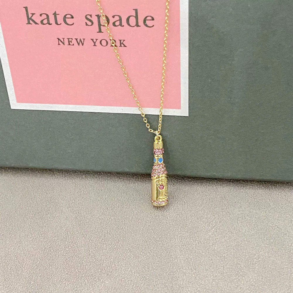 kate spade Vintage Enamel Wine Bottle Zircon Necklace Winter